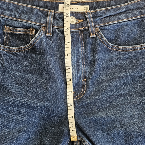 Topshop Raw Hem straight Leg High Rise Jeans in Indigo Size 26 - Picture 13 of 15